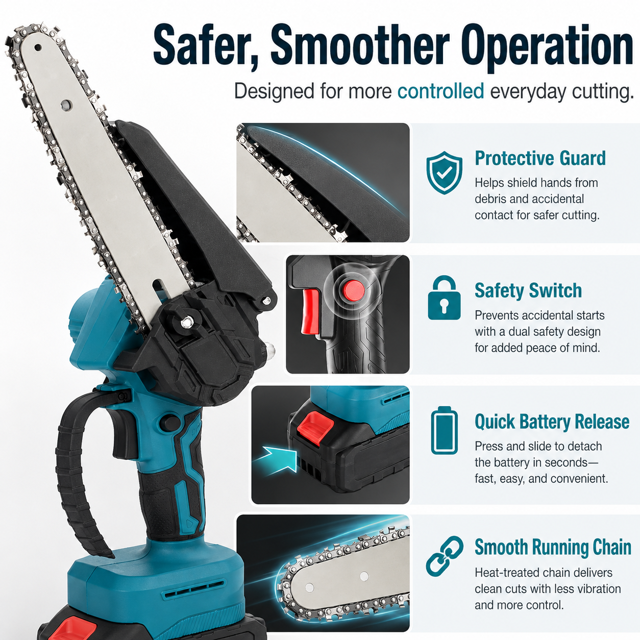 🔥6-Tommers Battery-Powered Mini Chain Saw With Battery
