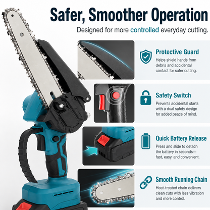 🔥6-Tommers Battery-Powered Mini Chain Saw With Battery