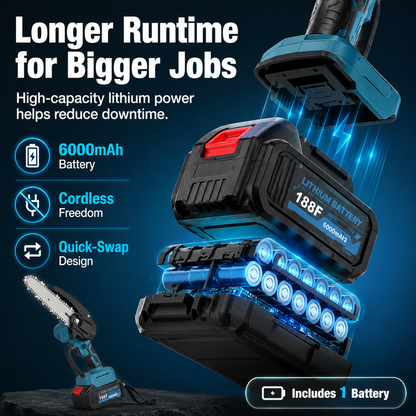 🔥6-Tommers Battery-Powered Mini Chain Saw With Battery