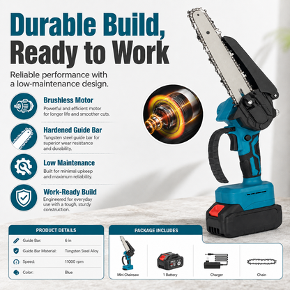 🔥6-Tommers Battery-Powered Mini Chain Saw With Battery