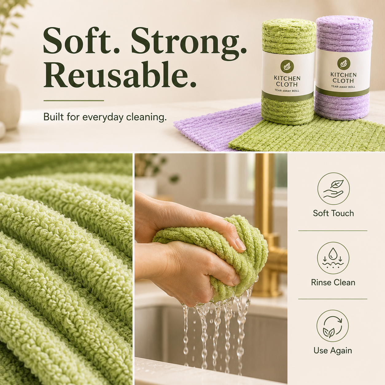 ✨Hand-torn rags and bamboo towel rolls
