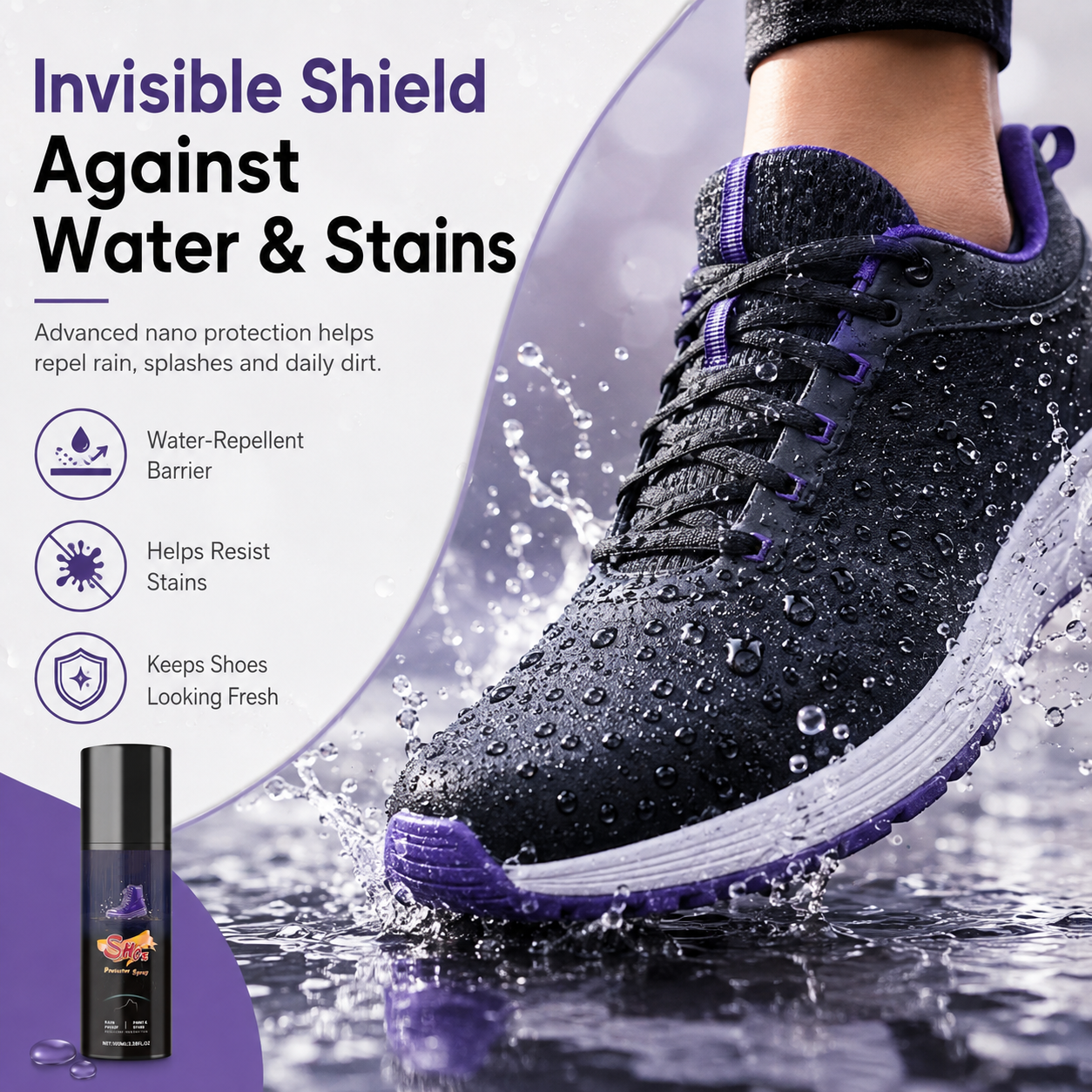 🔥Shoe Protector Spray, Rain & Stain Waterproof Nano Protection
