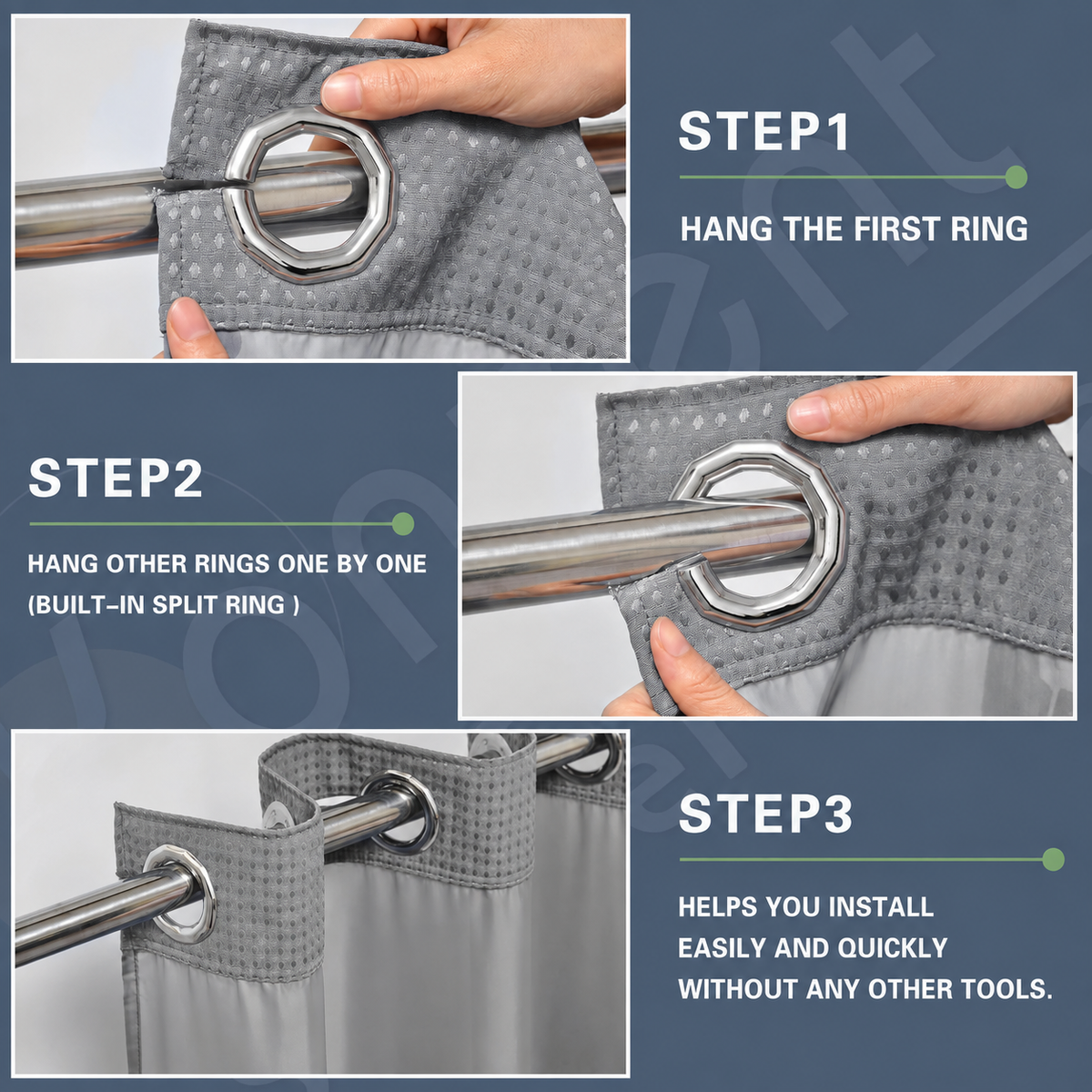🔥No Hook Shower Curtain with Snap in Liner