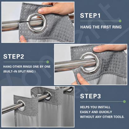 🔥No Hook Shower Curtain with Snap in Liner