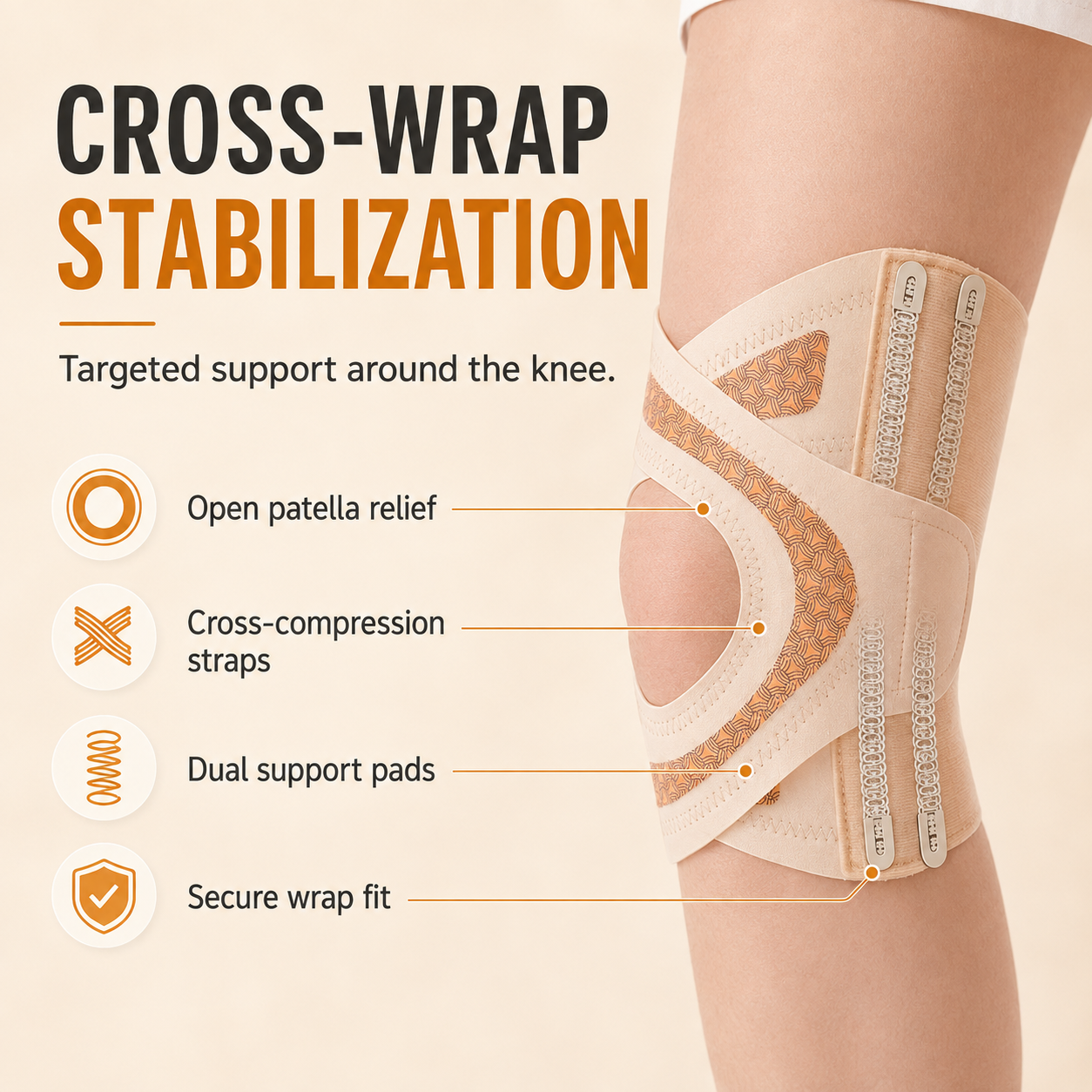 ✨V-shaped cross-compression sports knee brace