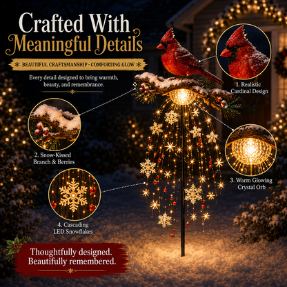 🔥 Cardinal Memory Fountain – Lighted Christmas Remembrance Garden Decor