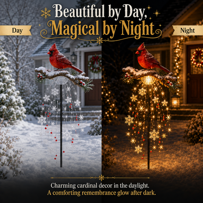 🔥 Cardinal Memory Fountain – Lighted Christmas Remembrance Garden Decor