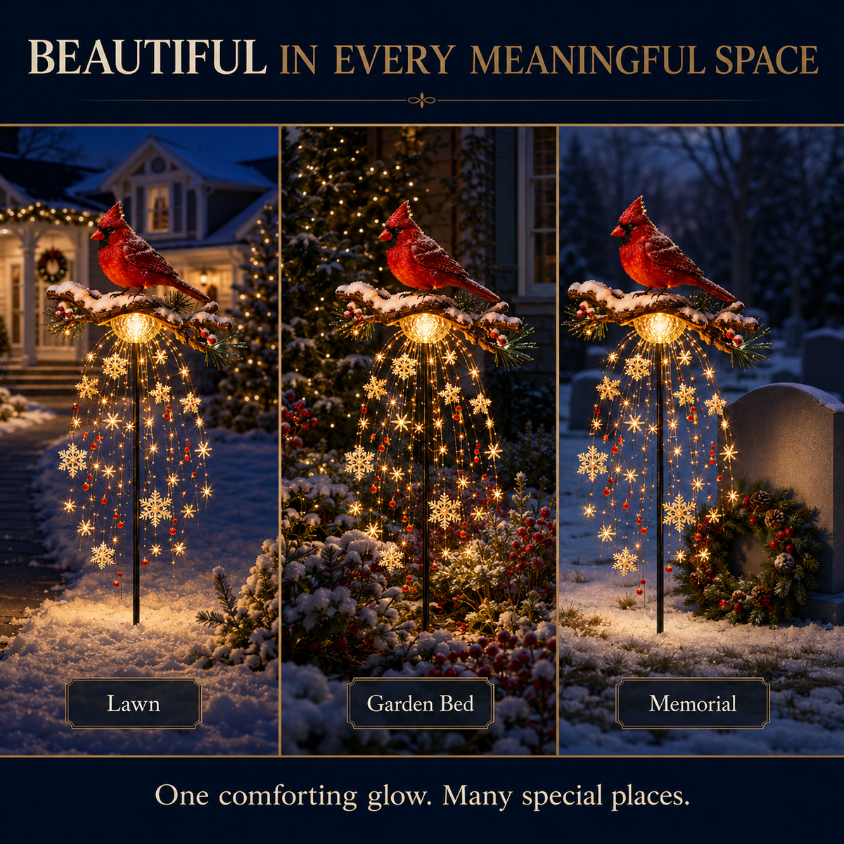 🔥 Cardinal Memory Fountain – Lighted Christmas Remembrance Garden Decor