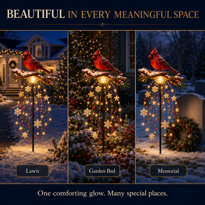 🔥 Cardinal Memory Fountain – Lighted Christmas Remembrance Garden Decor