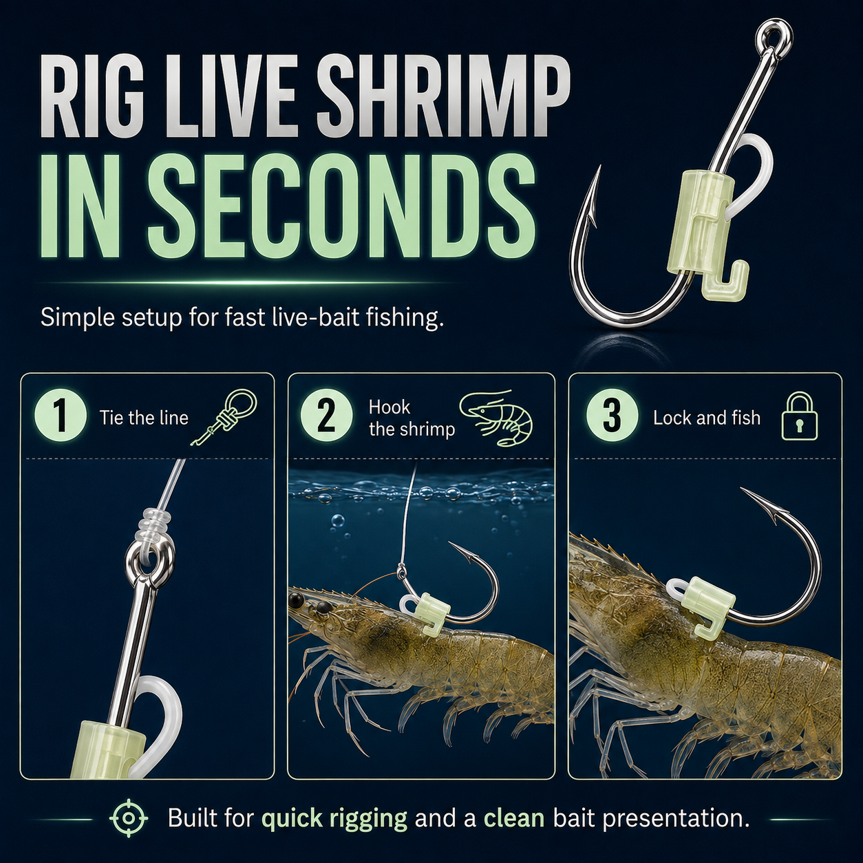 ✨10 Pcs Luminous Live Shrimp Hooks
