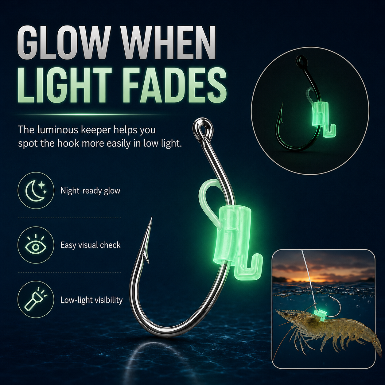 ✨10 Pcs Luminous Live Shrimp Hooks