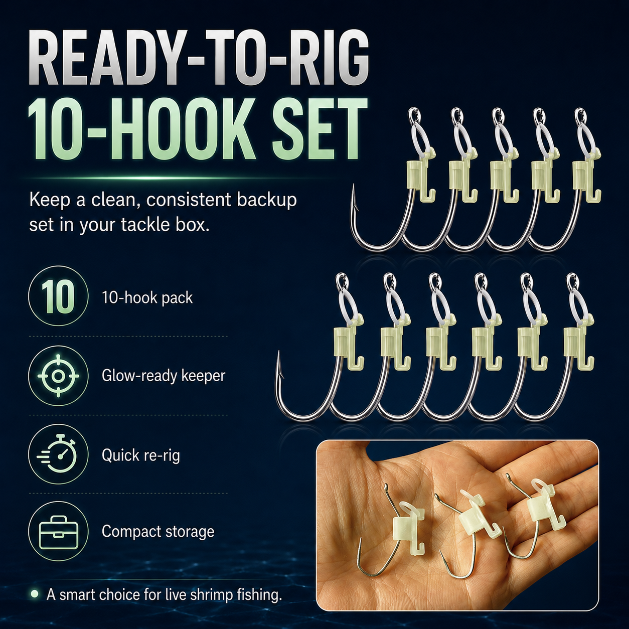 ✨10 Pcs Luminous Live Shrimp Hooks
