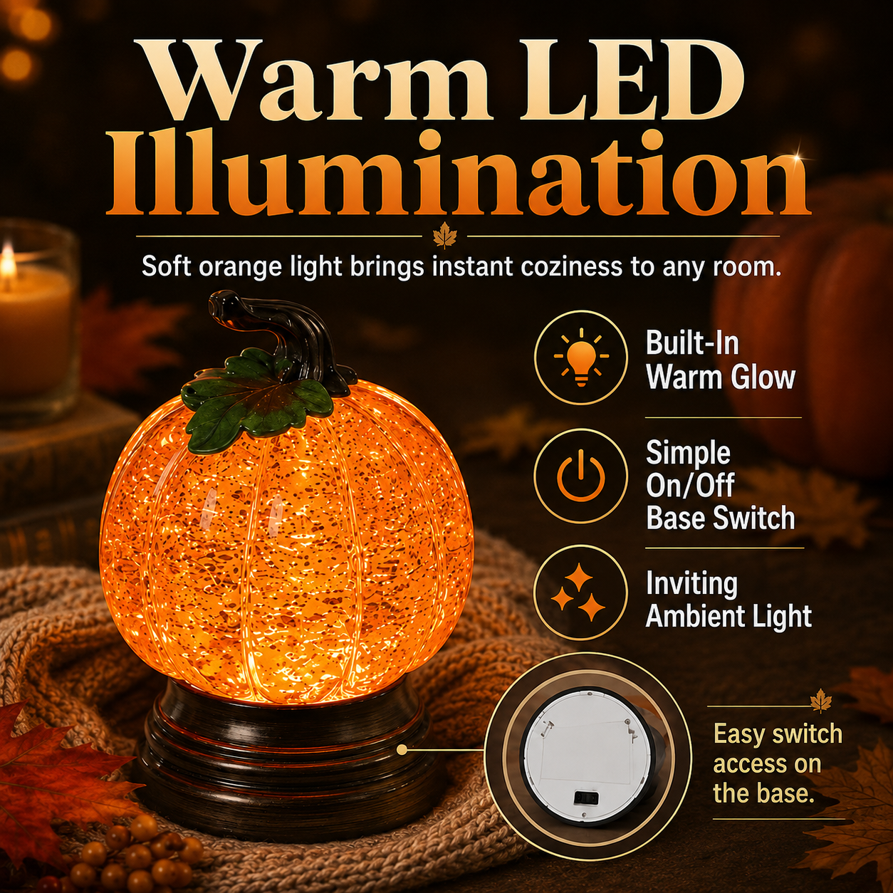✨ EARLY HALLOWEEN 49% OFF 🎃Glitter Lighted Pumpkin Snow Globe
