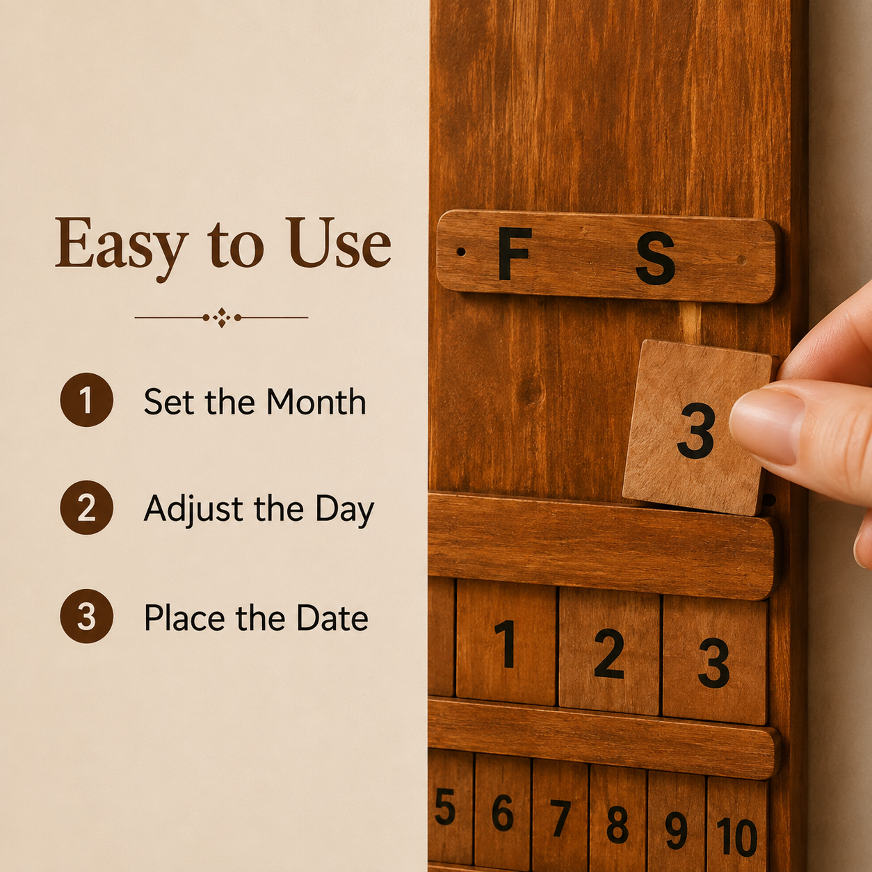 🔥Last Day 49% OFF - 📆Handmade Vintage Wooden Perpetual Calendar