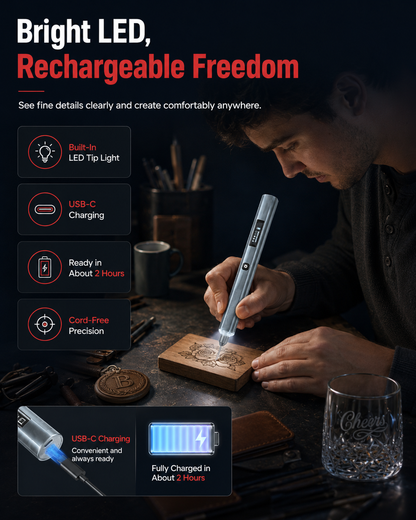 ✨Engraving Pen with LED Lights, 5 Variable Speed