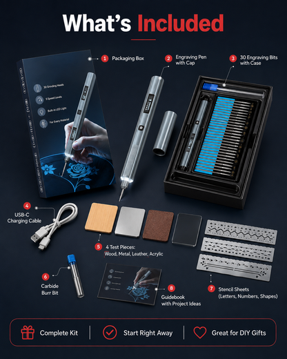 ✨Engraving Pen with LED Lights, 5 Variable Speed