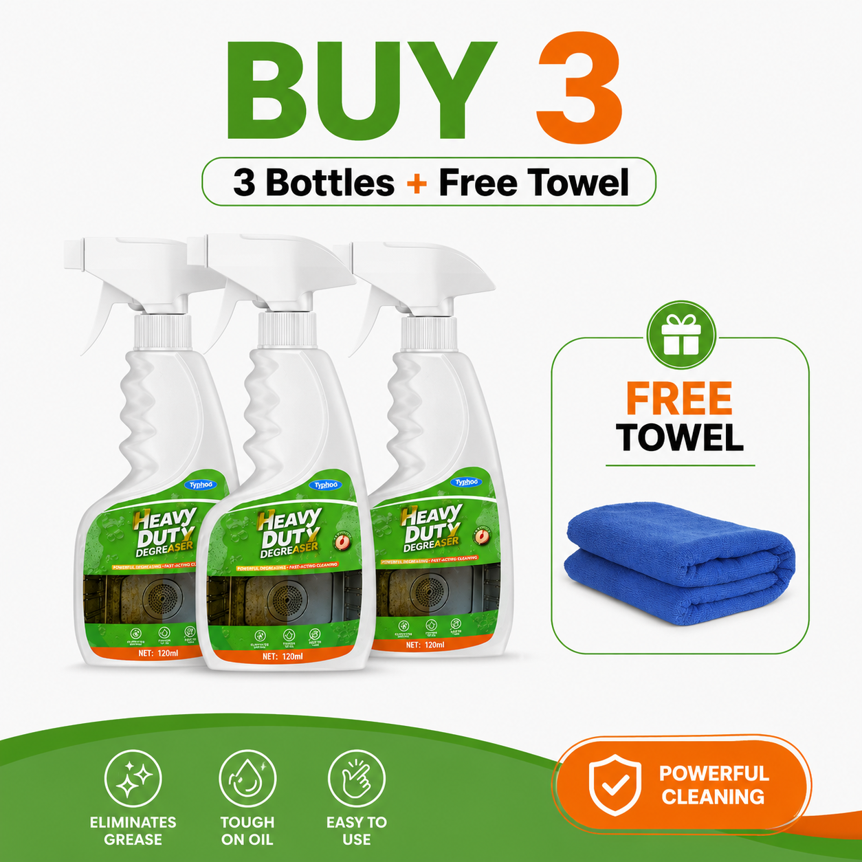 🔥52K+ Sold🧽 Heavy-Duty Kitchen Degreaser Spray + Free Cleaning Towel