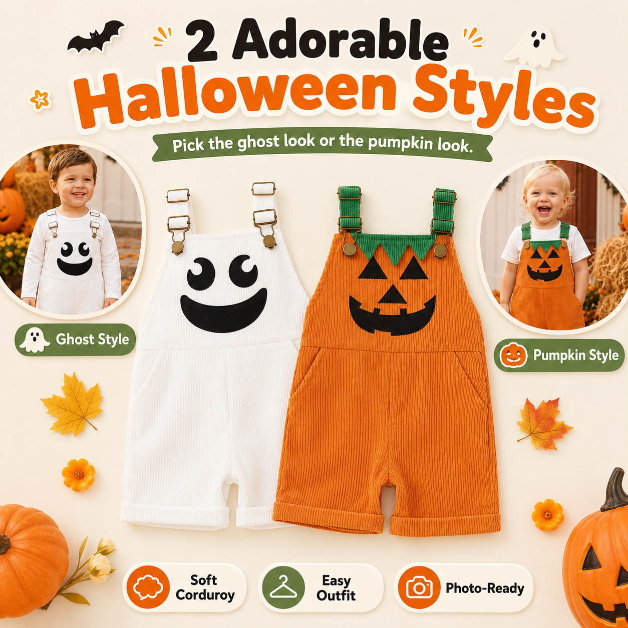✨Halloween Early Sale🎃Baby Boy Halloween Overalls