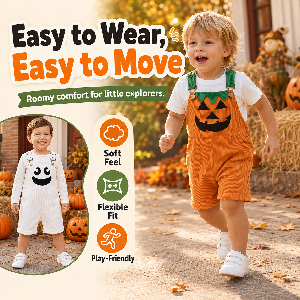 ✨Halloween Early Sale🎃Baby Boy Halloween Overalls