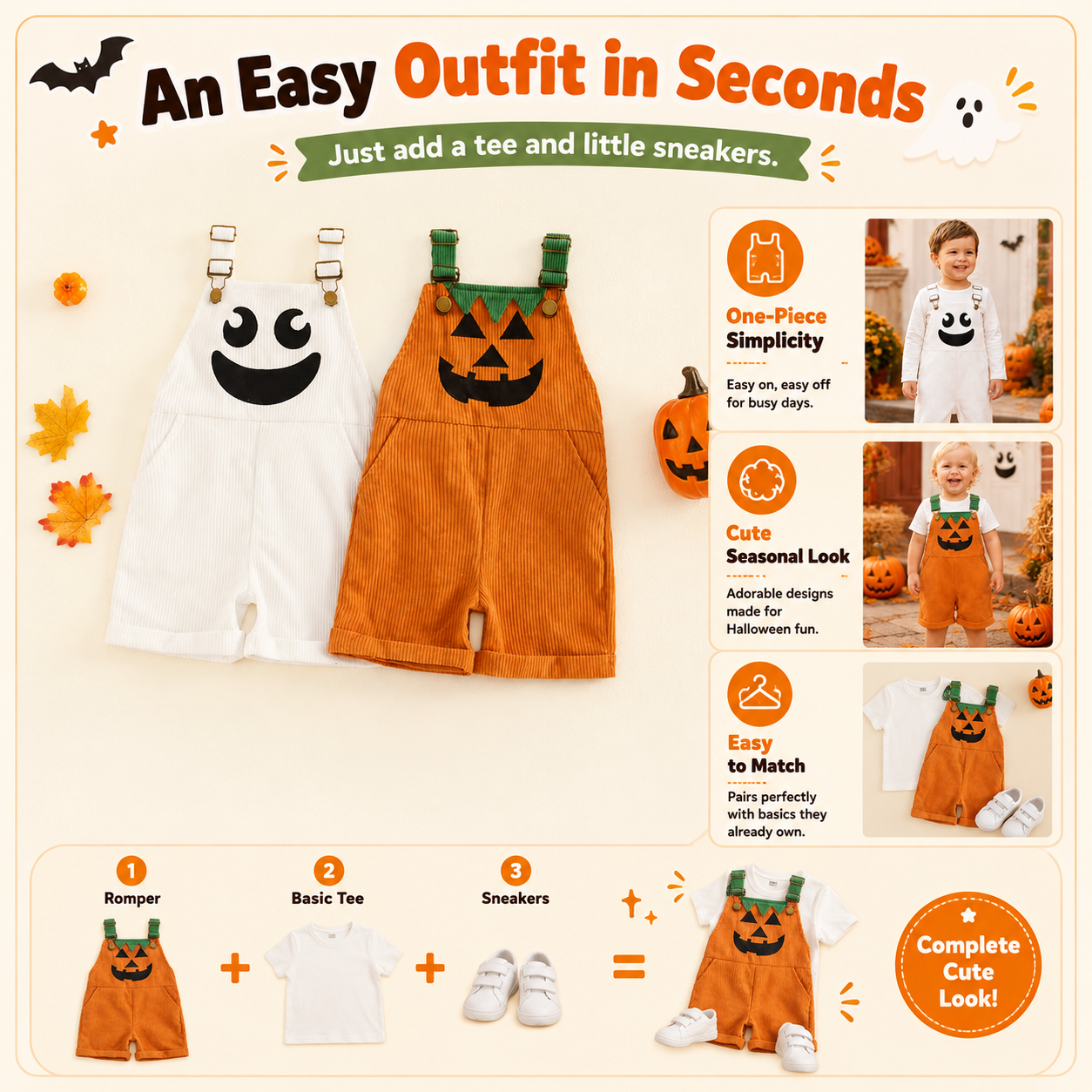 ✨Halloween Early Sale🎃Baby Boy Halloween Overalls