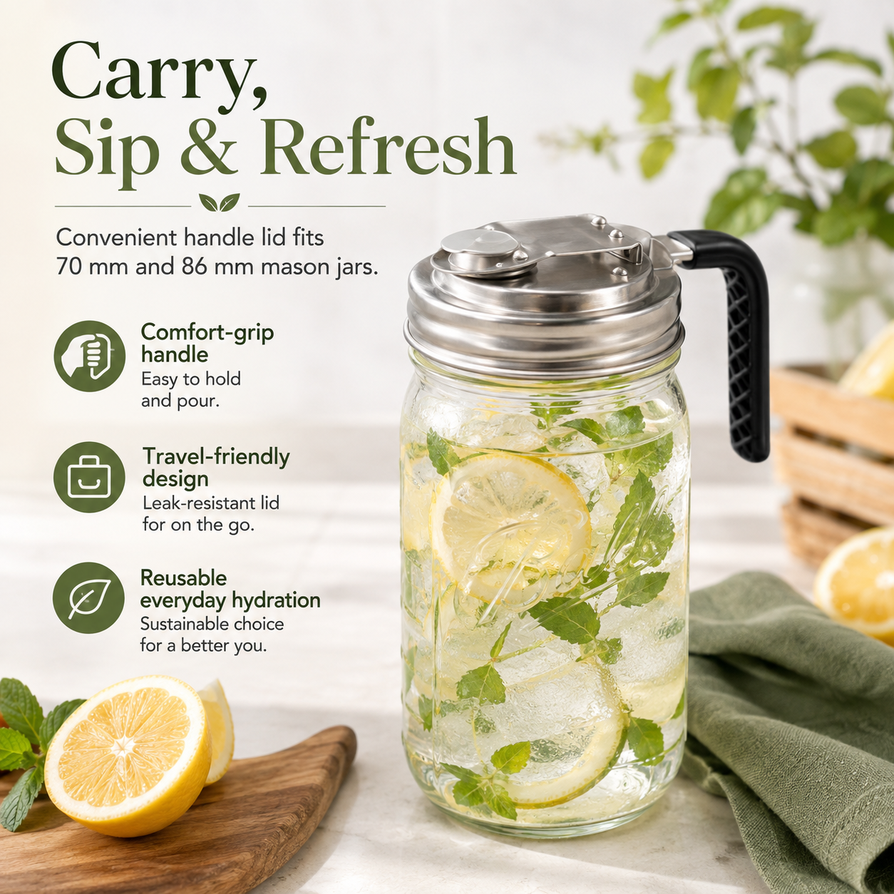 ✨Mason Jar Lid - One jar system · five everyday functions