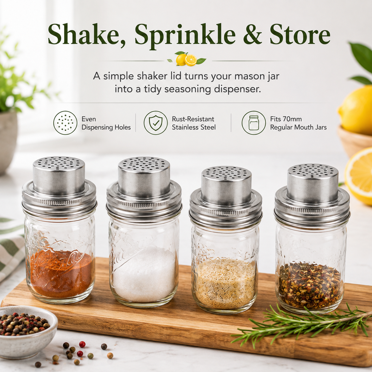 ✨Mason Jar Lid - One jar system · five everyday functions