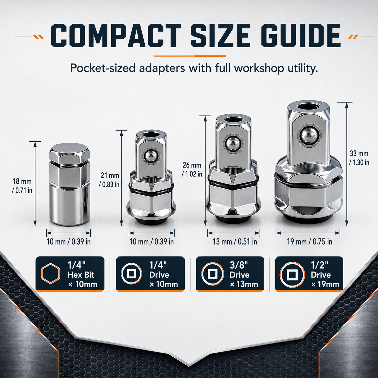 ✨4-Pcs 1/2" 1/4" 3/8" Square Drive Adapter
