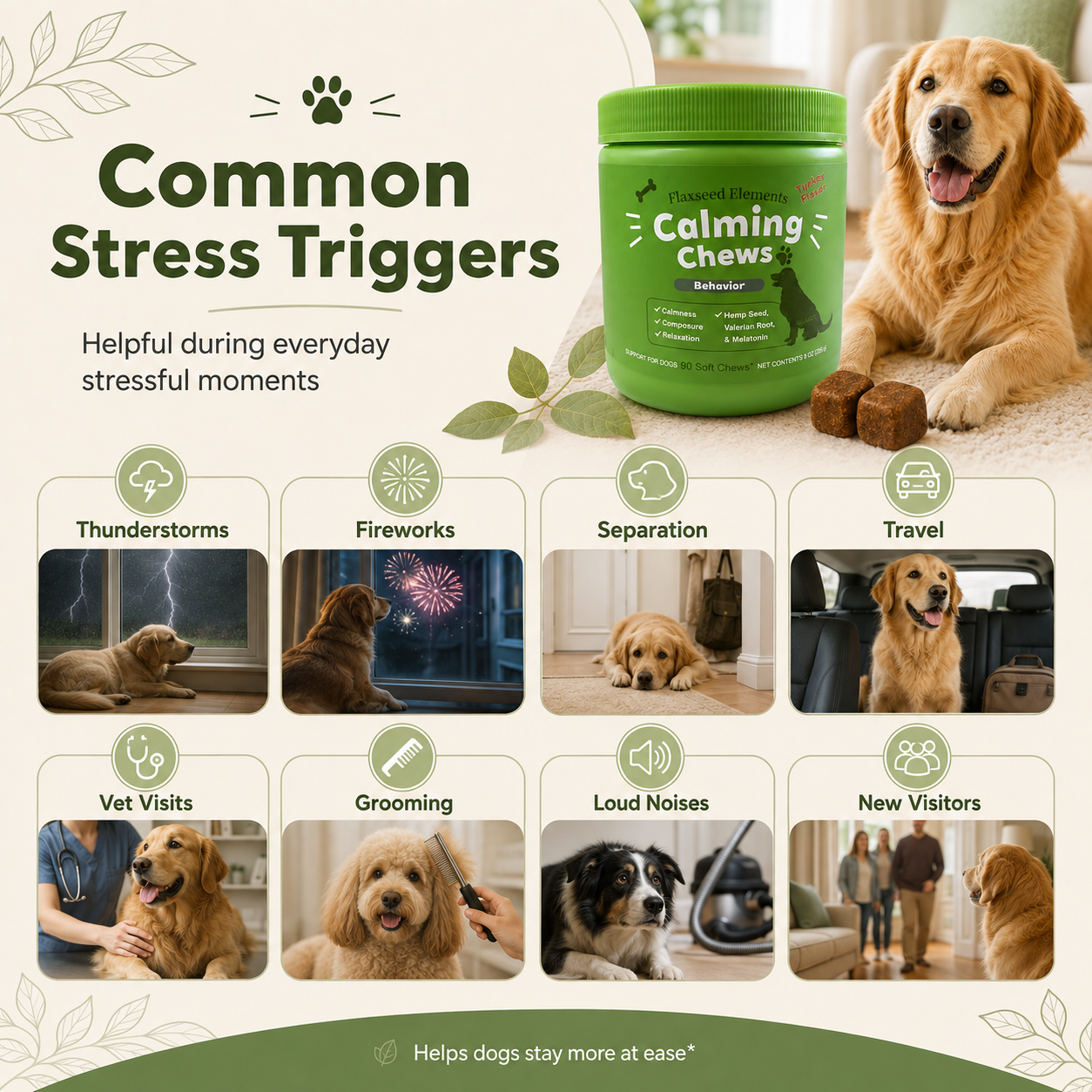 ✨Calming Chews For Dogs, 90 Count | Help Relieve Stress