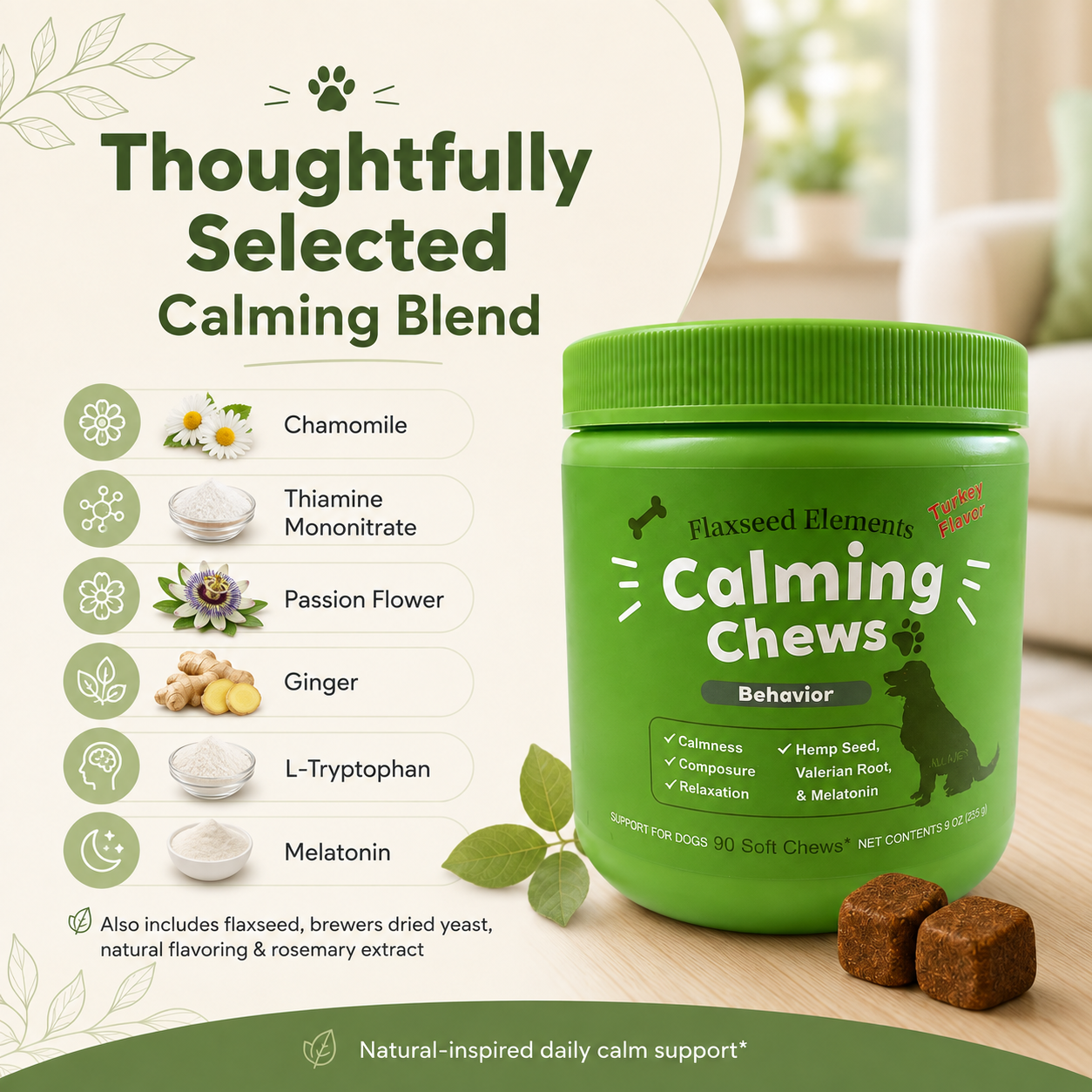 ✨Calming Chews For Dogs, 90 Count | Help Relieve Stress