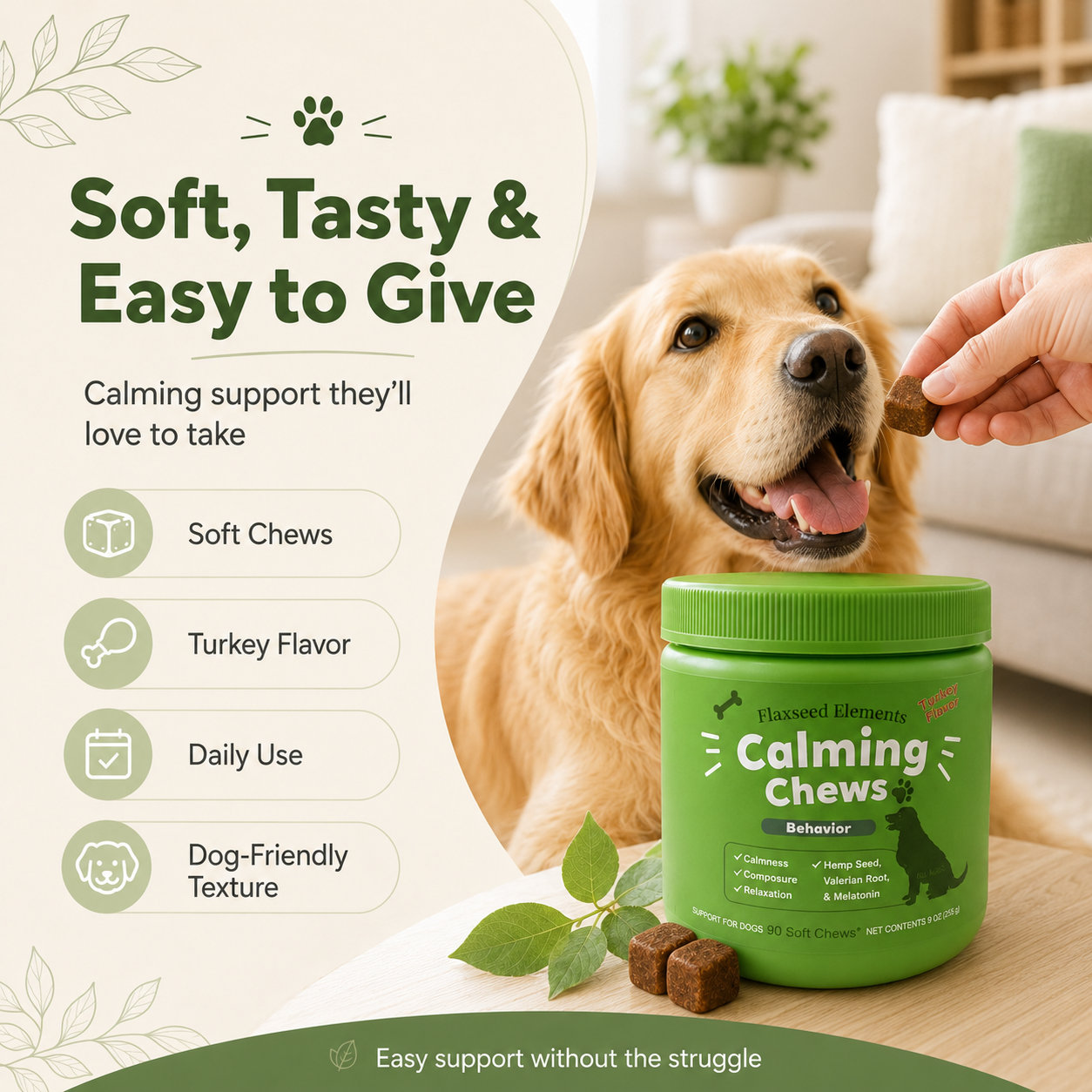 ✨Calming Chews For Dogs, 90 Count | Help Relieve Stress