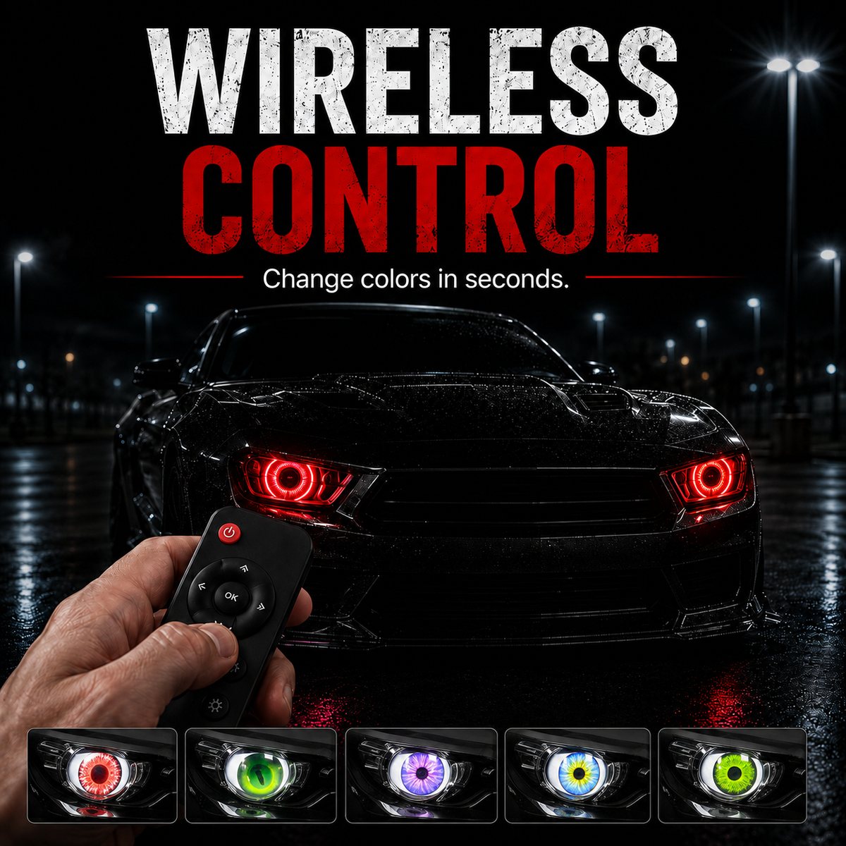 🔥👁️Animated Demon Eye LED Projector Headlight Kit