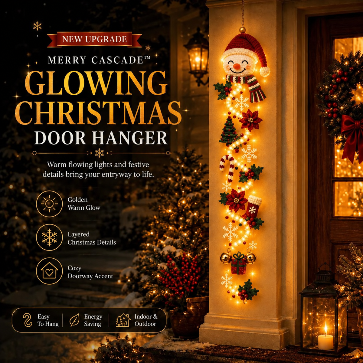 🔥🎄Glowing Christmas Door Hanger | 6 Festive Lighted Designs with Warm Glow