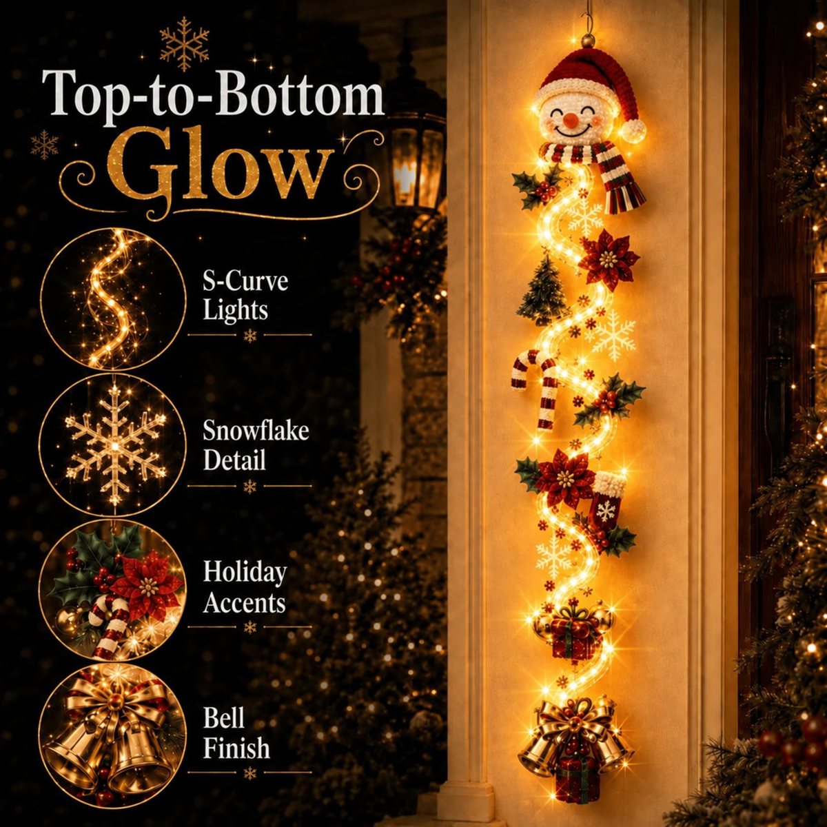 🔥🎄Glowing Christmas Door Hanger | 6 Festive Lighted Designs with Warm Glow