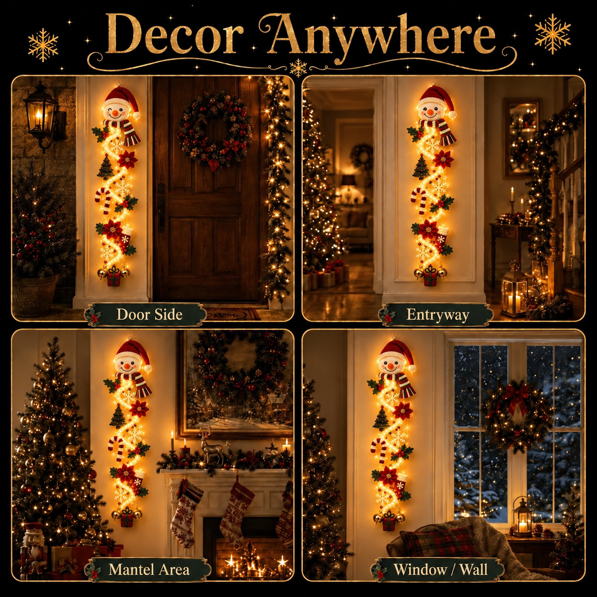 🔥🎄Glowing Christmas Door Hanger | 6 Festive Lighted Designs with Warm Glow