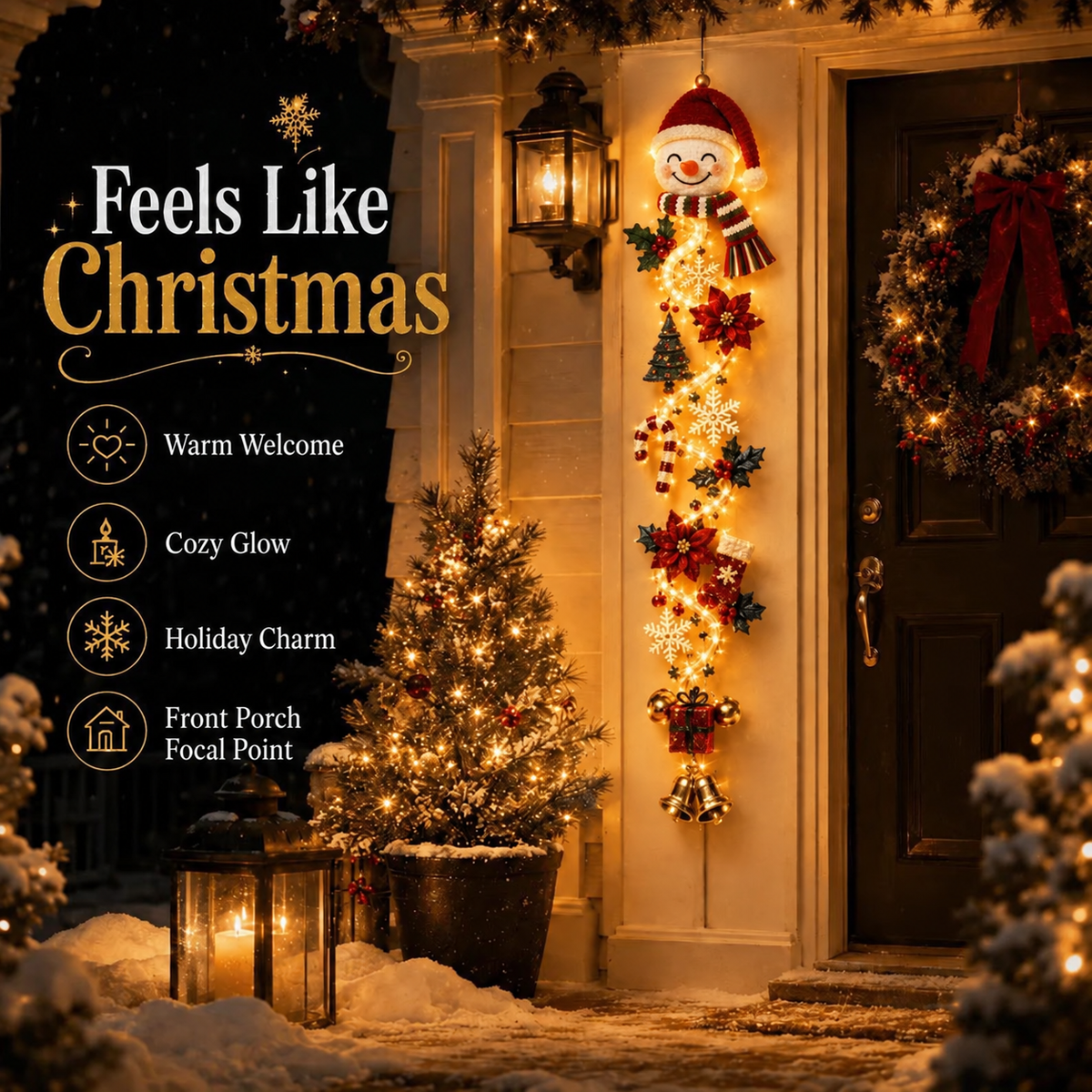 🔥🎄Glowing Christmas Door Hanger | 6 Festive Lighted Designs with Warm Glow