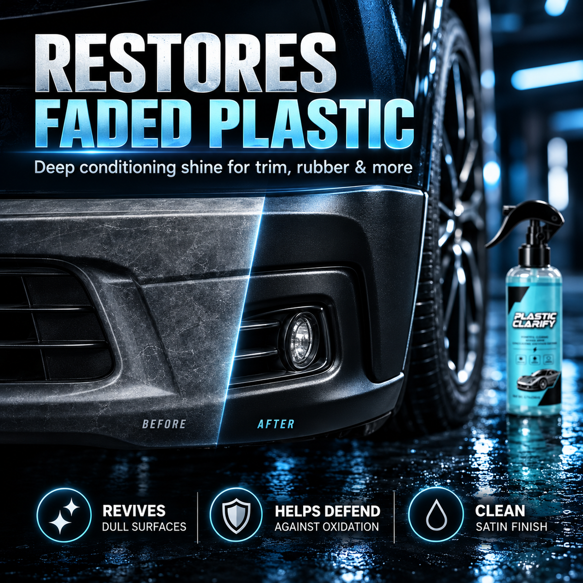 🔥Car Plastic Trim Restorer Spray for Faded Surfaces