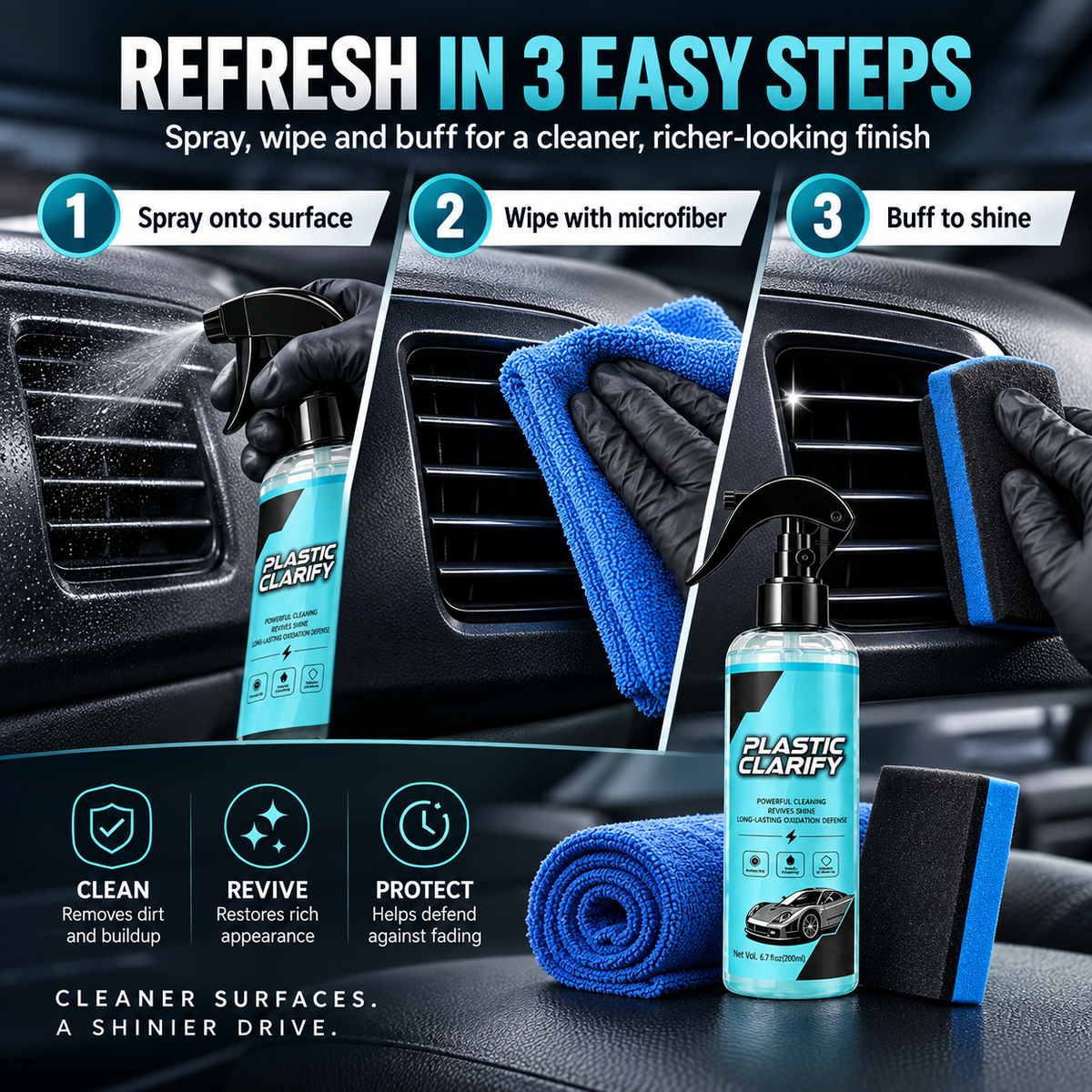🔥Car Plastic Trim Restorer Spray for Faded Surfaces