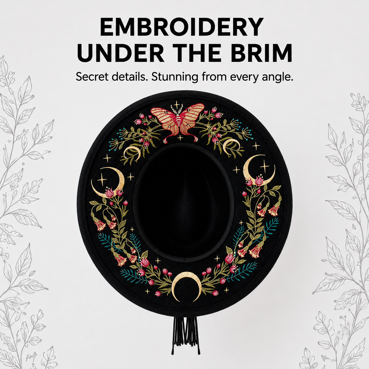 ✨Mystical Embroidered Wide Brim Fedora