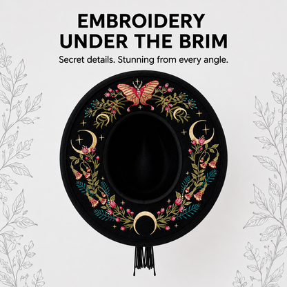 ✨Mystical Embroidered Wide Brim Fedora