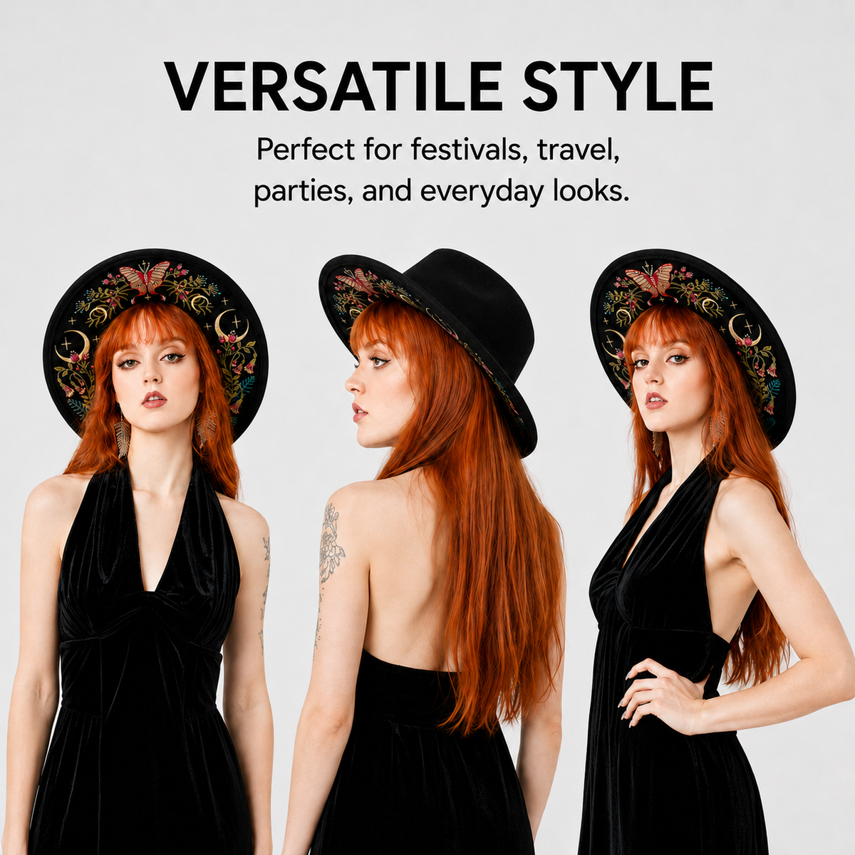 ✨Mystical Embroidered Wide Brim Fedora