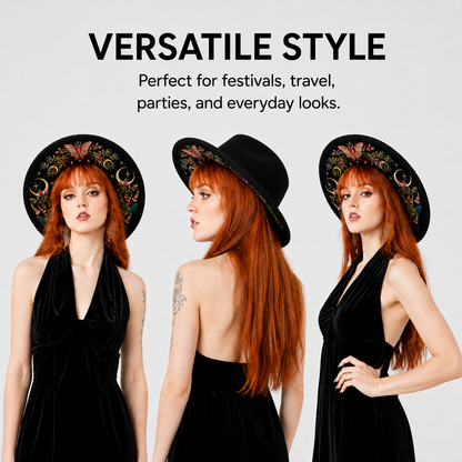 ✨Mystical Embroidered Wide Brim Fedora