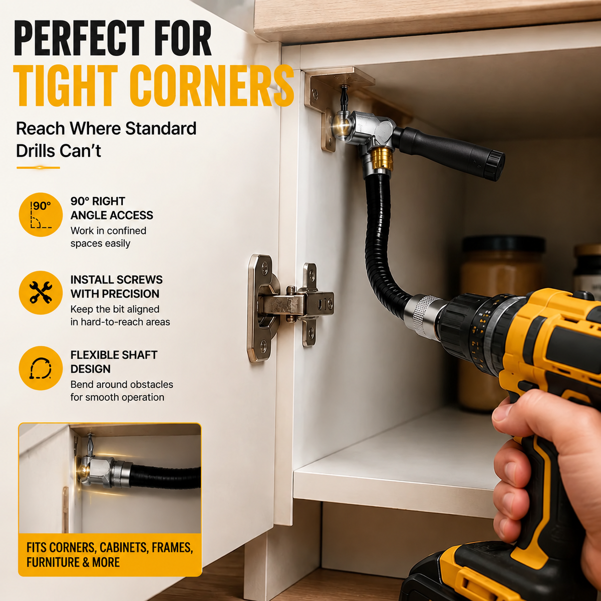 🔥Right Angled Electric Drill Corner Attachment Tool