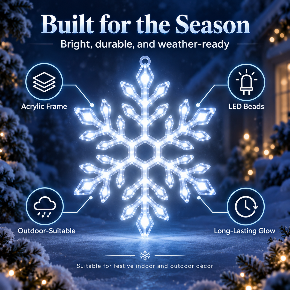 ✨30 CM Snowflake Wall Light ❄ Ice Blue & Pure White