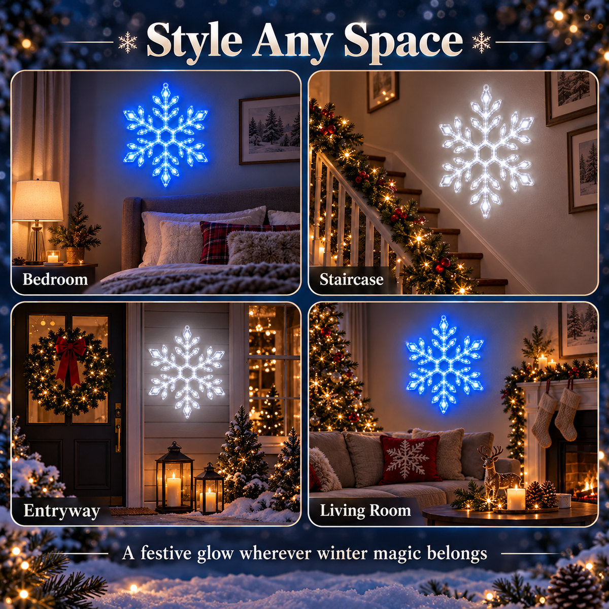 ✨30 CM Snowflake Wall Light ❄ Ice Blue & Pure White