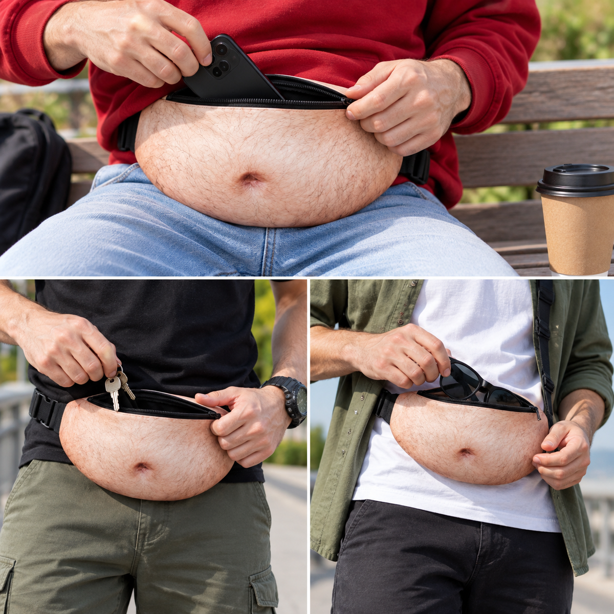 🔥Funny Belly Bag – Realistic Big Belly Novelty Waist Bag