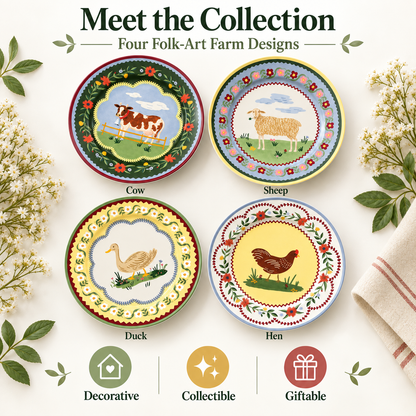 ✨Farmhouse Charm Porcelain Dessert Plates🐄