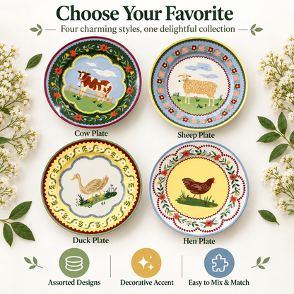 ✨Farmhouse Charm Porcelain Dessert Plates🐄