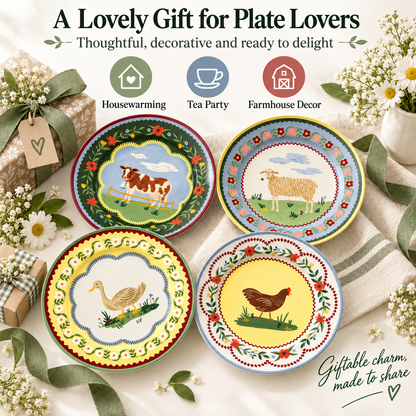 ✨Farmhouse Charm Porcelain Dessert Plates🐄