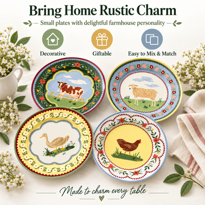 ✨Farmhouse Charm Porcelain Dessert Plates🐄