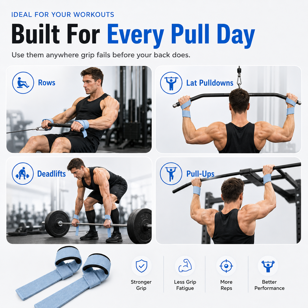✨Auto-Wrap Lifting Straps – Secure Grip Support for Pull Day